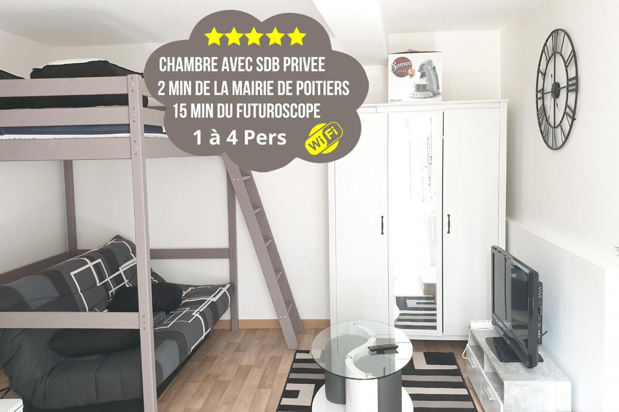 Chambres Poitiers Centre: Private Comforts, Shared Kitchen & City Hall Proximity Exterior photo